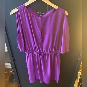 Elizabeth and James magenta silk cocktail dress
